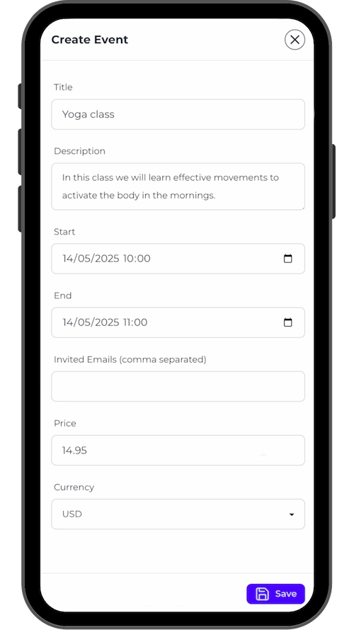 Event Management Interface